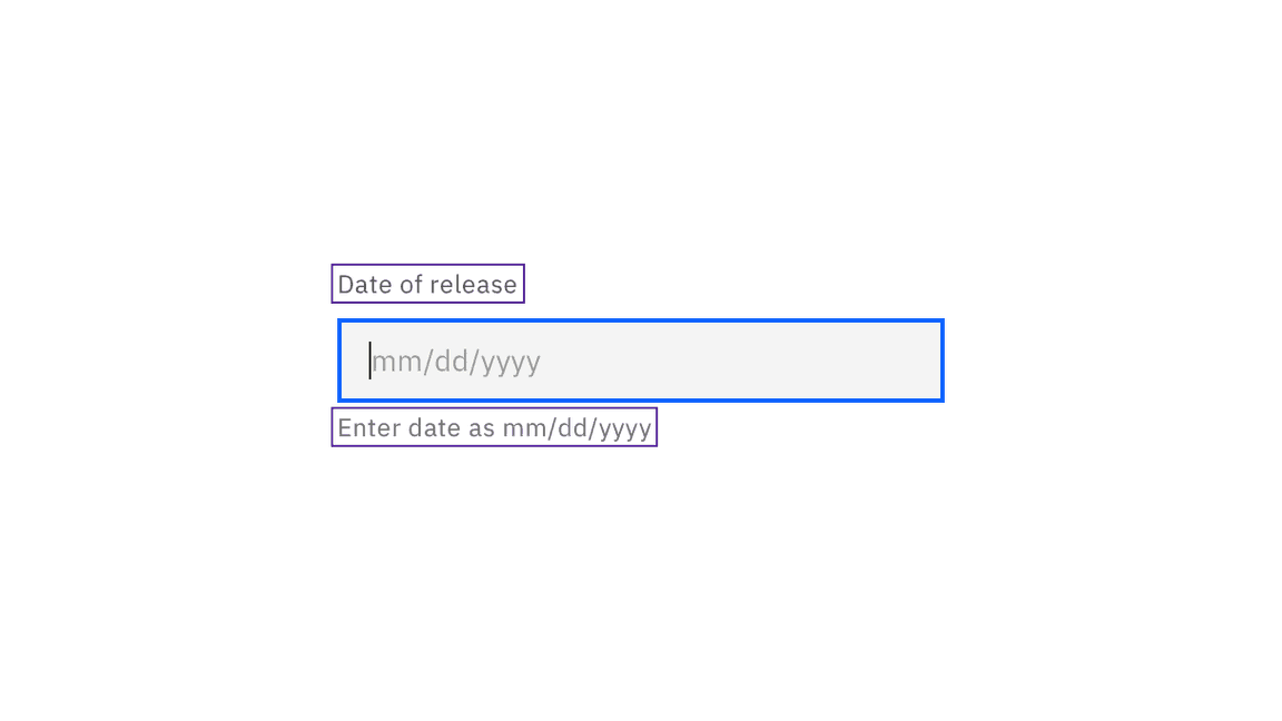 Date of release label and date input helper text are shown as being accessibly provided